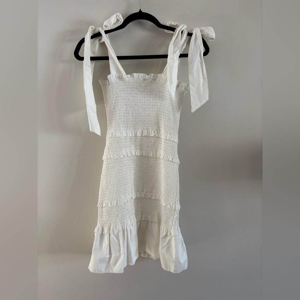 Altar'd State White Tie Strap Mini Dress, Size Large - Picture 3 of 5